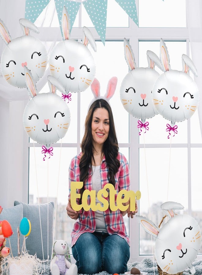 مجموعة بالونات أرنب من أكسيان إكس، 6 قطع، بالونات عيد الفصح، بالونات فويل برأس أرنب لحفلات عيد الفصح، زينة أعياد ميلاد بطابع الأرنب، زينة حفلات استقبال المولود الجديد بطابع الأرنب (بالونات أرنب - 6 قطع) - Image 5